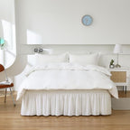 MEILA Wrap Around Bed Skirt for Twin & Full Beds 16" Drop, Natural White - Image 3