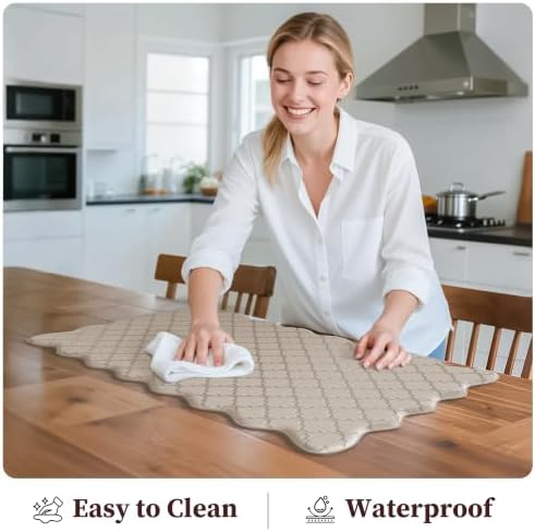 Arenarug Upgrade Scalloped Kitchen Mats for Floor 2PC, Khaki Kitchen Rugs - Image 6