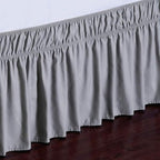 MEILA Wrap Around Bed Skirt Three Fabric Sides Elastic Dust Ruffled 12 Inch Tailored Drop,Easy to Install Fade Resistant-Grey, Queen/King - Image 3