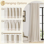 Guken 100% Blackout Linen Curtains 90 Inch Long 2 Panels Cream Beige - Image 6