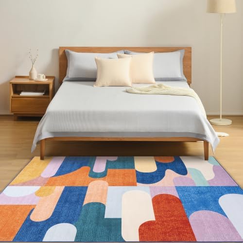 Living Room Rug 6x9 Candy Area Rug Machine Washable Carpet Non Slip Indoor Large Rugs for Bedroom, Classroom, College Dorm, Farmhouse, Dining Room, Kids Playroom - Image 3