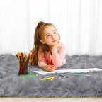 2x6 Grey Faux Fur Runner Rug Fluffy Soft Washable for Bedroom Dorm Hallway - Image 4
