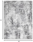 2x8 Grey Rug Runners for Hallways Kitchen Runner Rug Non Slip Washable Black Long Runner Rugs with Rubber Backing Soft Abstract Carpet Runner for Bedroom, Kitchen, Bathroom, Entryway - Image 2