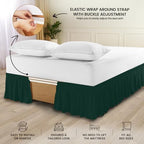 Wrap Around Queen Bed Skirt, Easy Fit Elastic Belt, 16 Inch Drop, Emerald - Image 3