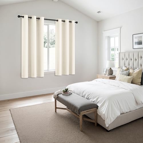 MIULEE Blackout Curtains for Bedroom 2 Panels 40 x 45 Inch Long Beige White - Image 6