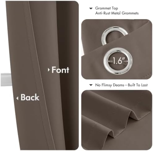 MIULEE Blackout Curtains for Bedroom 2 Panels 40 x 84 Inch Long Tan Brown - Image 4