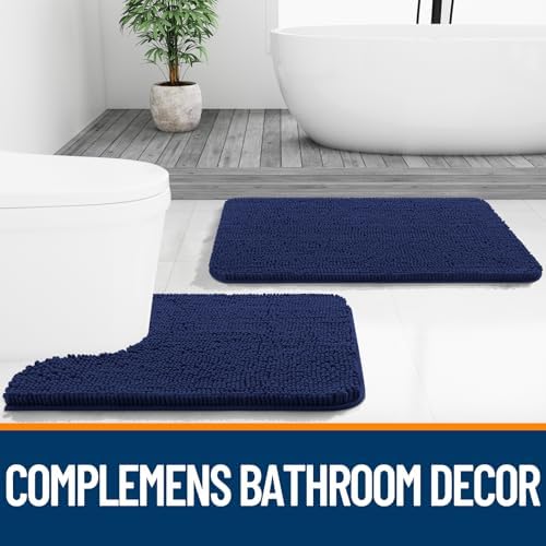 OLANLY Bathroom Runner Rugs 44x24, Soft Absorbent Chenille Bath Rugs, Rubber Backing Quick Dry, Machine Washable Long Bath Mats for Bathroom, Tub and Shower, Home Decor Accessories, Twilight Sapphire - Image 7