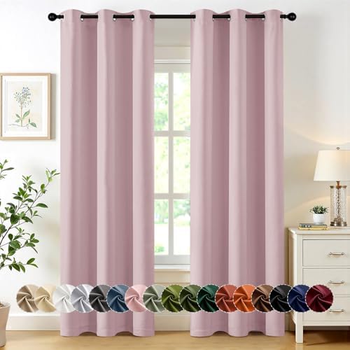 MIULEE Blackout Curtains for Bedroom 2 Panels 40 x 72 Inch Long Blush Pink by MIULEE