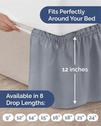 CGK Wrap Around Dust Ruffle Bed Skirt - Queen Size, 12" Inch, Steel Blue - Image 4