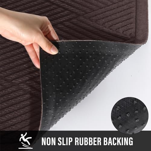 HIYARD Sturdy Front Door Mat, Absorbent Muddy Dirt Resist Welcome Door Mats Outdoor Indoor, Stain and Fade Resistant, Non-Slip Rubber Backing Low Profile Doormat for Entryway, 36×24, Coffee - Image 4
