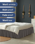 CGK Wrap Around Dust Ruffle Bed Skirt - Queen Size, 14" Inch, Dark Grey - Image 5