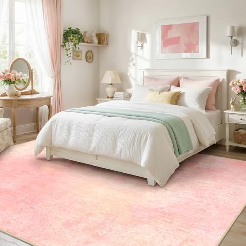 RELEANY Washable 6'x9' Abstract Area Rug for Living Room Light Pink - Image 4