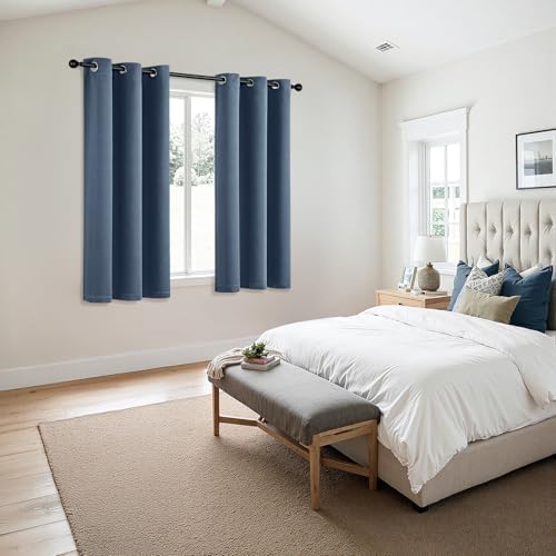 MIULEE Blackout Curtains for Bedroom 2 Panels 34 x 54 Inch Long Stone Blue - Image 6