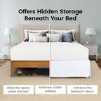 King Size Pleated Bed Skirt, Hides Under-Bed Storage 16 Inch Drop, White - Image 4