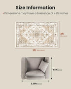 Amada 3x5 Washable Area Rug for Bedroom, Beige, Vintage Pattern - Image 2
