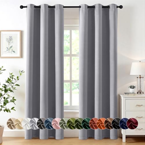 MIULEE Blackout Curtains for Bedroom 2 Panels 40 x 84 Inch Long Light Grey by MIULEE