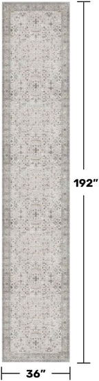 Hazo Haus Boho 3x16 Wide Hallway Runner - Light Gray and Sage, Washable Low Pile Non Slip Stain Resistant 16ft Runner Rug for Long Kitchen, Hallway, Floral Decor - Image 2