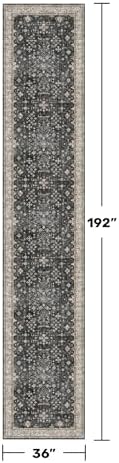 Hazo Haus Black Boho Washable 3x16 Extra Long Runner Rug for Hallway, Waterproof Large Kitchen Floor Rug, Non-Slip Stain & Fade Resistant, Vintage Floral Decor - Image 2