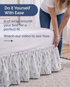 CGK Wrap Around Dust Ruffle Bed Skirt - Full Size, 12" Inch, Plants - Image 3