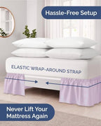 CGK Wrap Around Dust Ruffle Bed Skirt - King Size, 9" Inch, Light Lavender - Image 2