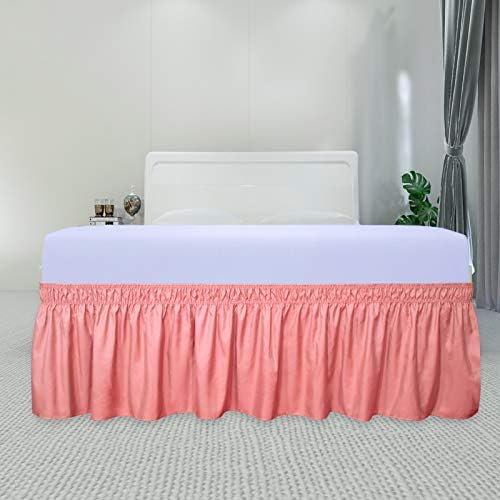 PureFit Wrap Around Ruffled Bed Skirt, Pink, Queen/King - 14" Drop - Image 2
