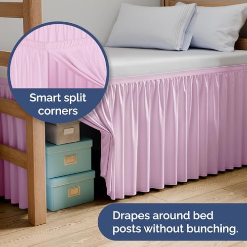 CGK Linens Dorm Room Bed Skirt Full XL - Dorm Essentials - 36" Light Pink - Image 4