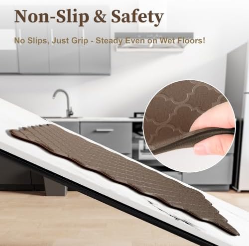 Arenarug Upgrade Scalloped Kitchen Mats for Floor 2PC, Brown Kitchen Rugs - Image 4