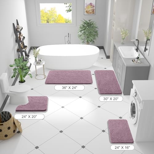 OLANLY Bathroom Runner Rugs 47x20, Extra Soft Absorbent Chenille Bath Rugs - Image 2