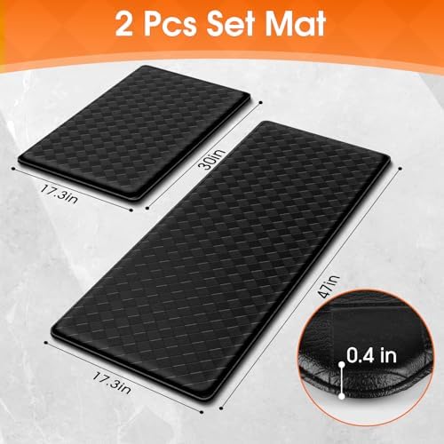 TranquilRelax 2-Piece Kitchen Mats, Cushioned Non-Slip Floor Mats, Black - Image 2