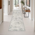 2.6x10 Washable Runner Rug:Modern Abstract Indoor Soft Carpet Gray by FXRHLP