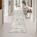 2.6x10 Washable Runner Rug:Modern Abstract Indoor Soft Carpet Gray by FXRHLP