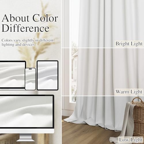 Guken Extra Long 100% Blackout Linen Curtains 120 Inches Off White - Image 7