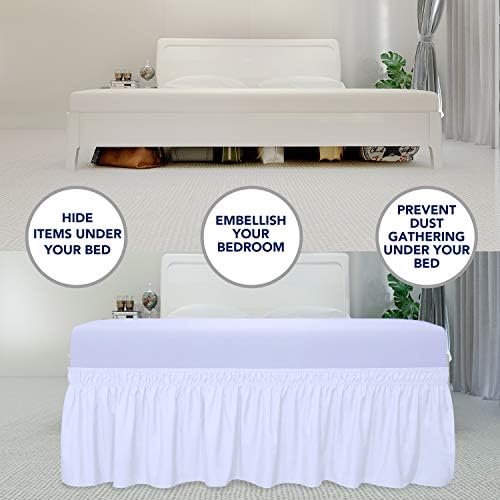 PureFit Wrap Around Ruffled Bed Skirt, White, Twin/Full - 14" Drop - Image 3
