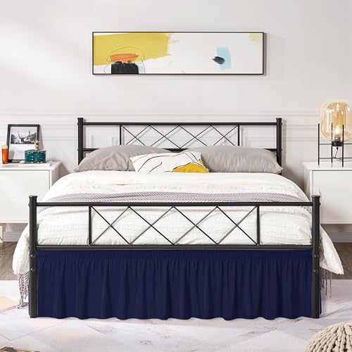 Wrap Around Queen Size Bed Skirt Split Corner 14" Drop-Elastic Dust Ruffle - Image 5