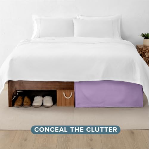 Bare Home Bed Skirt 15-Inch Drop 1800 Ultra-Soft (Queen, Lavender) - Image 4