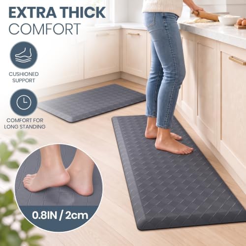 TranquilRelax 4/5 Inch Cushioned Anti Fatigue Kitchen Mats for Floor, Grey - Image 3