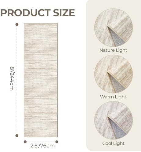 2'6 x 8' Runner Rug Non Slip,Washable Kitchen Rugs,Brown - Image 2