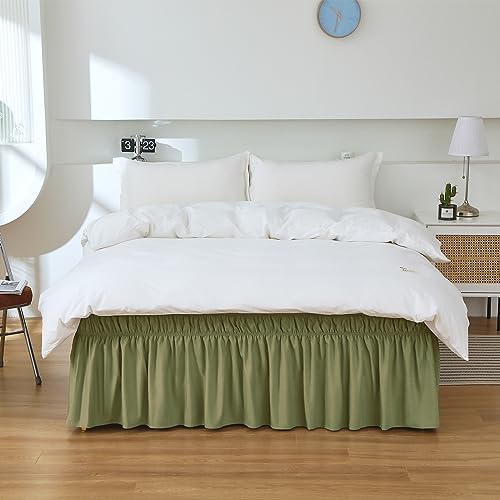 MEILA Wrap Around Elastic Bed Skirt for Twin & Full Beds, 14" Drop, Sage - Image 7