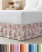 CGK Wrap Around Dust Ruffle Bed Skirt - Queen Size, 15" Inch, Bloom by CGKUnlimited