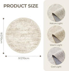 9ft Round Rug,Large Circle Rug for Dining Room Table,Beige - Image 2