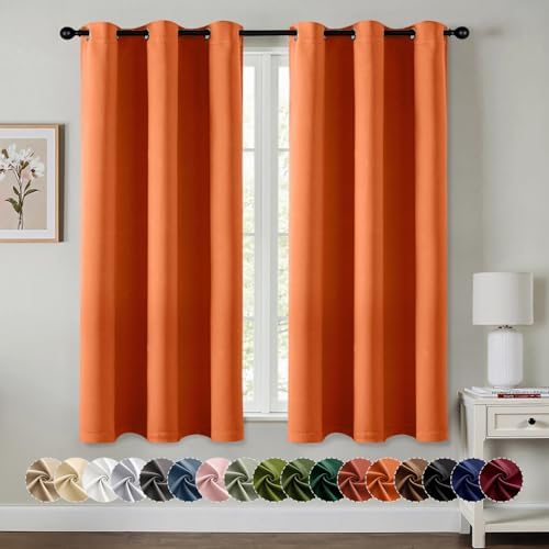 MIULEE Fall Blackout Curtains for Bedroom 2 Panels 40 x 45 Inch Long Orange by MIULEE