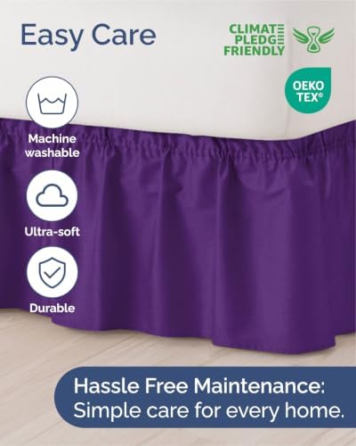 CGK Wrap Around Dust Ruffle Bed Skirt - King Size, 9" Inch, Purple - Image 6