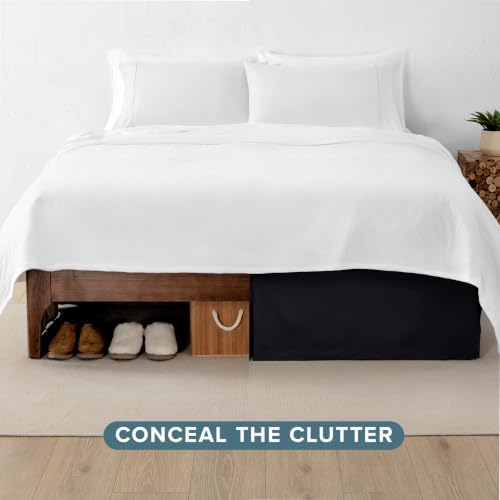 Bare Home Bed Skirt 15-Inch Drop 1800 Ultra-Soft (Full, Black) - Image 4