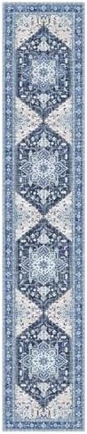 Yamaziot Washable Runner Rug, 2x10 Non-Slip Boho Vintage Hallway Rug Runner with Rubber Backing, Stain Resistant & Low Pile Faux Wool Distressed Carpet Runner for Kitchen, Laundry, Entrance, Blue - Image 3