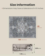 Amada 8x10 Washable Area Rug for Living Room, Gray/Gold, Vintage Pattern - Image 2