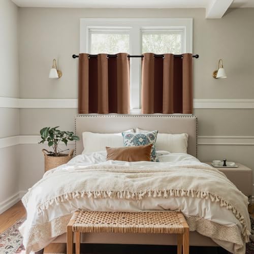 MIULEE Blackout Curtains for Bedroom 2 Panels 40 x 36 Inch Cappuccino Brown - Image 6