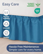 CGK Wrap Around Dust Ruffle Bed Skirt - King Size, 21" Inch, Denim Blue - Image 6