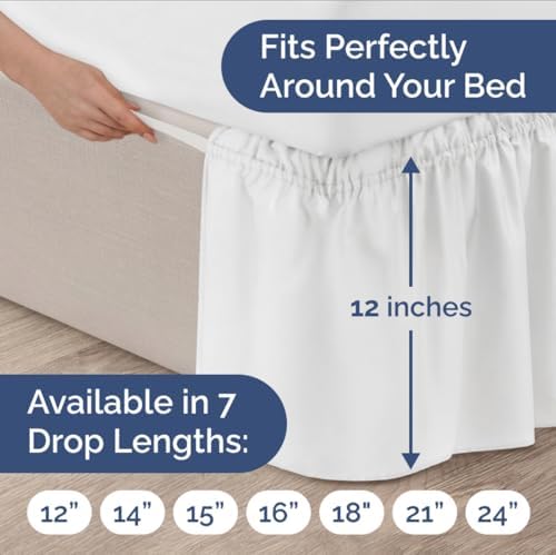 CGK Linens Wrap Around Dust Ruffle Bed Skirt - Queen, 12" White - Image 4