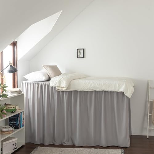 Dorm Room Bed Skirt Twin XL, College Dorm Essentials - Light Grey, 36 Inch - Image 4
