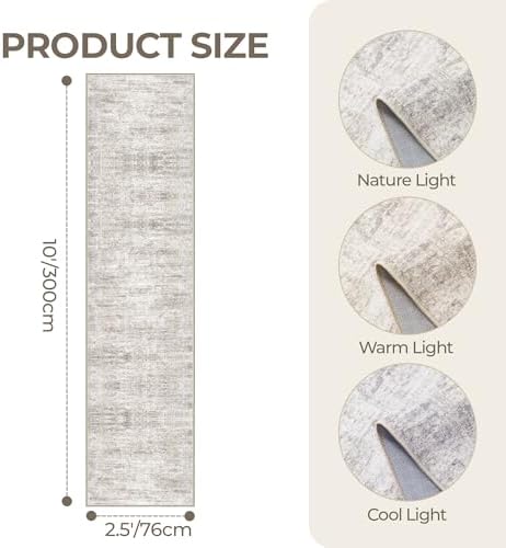 2'6 x 10' Runner Rug Non Slip,Washable Kitchen Rugs,Taupe - Image 2
